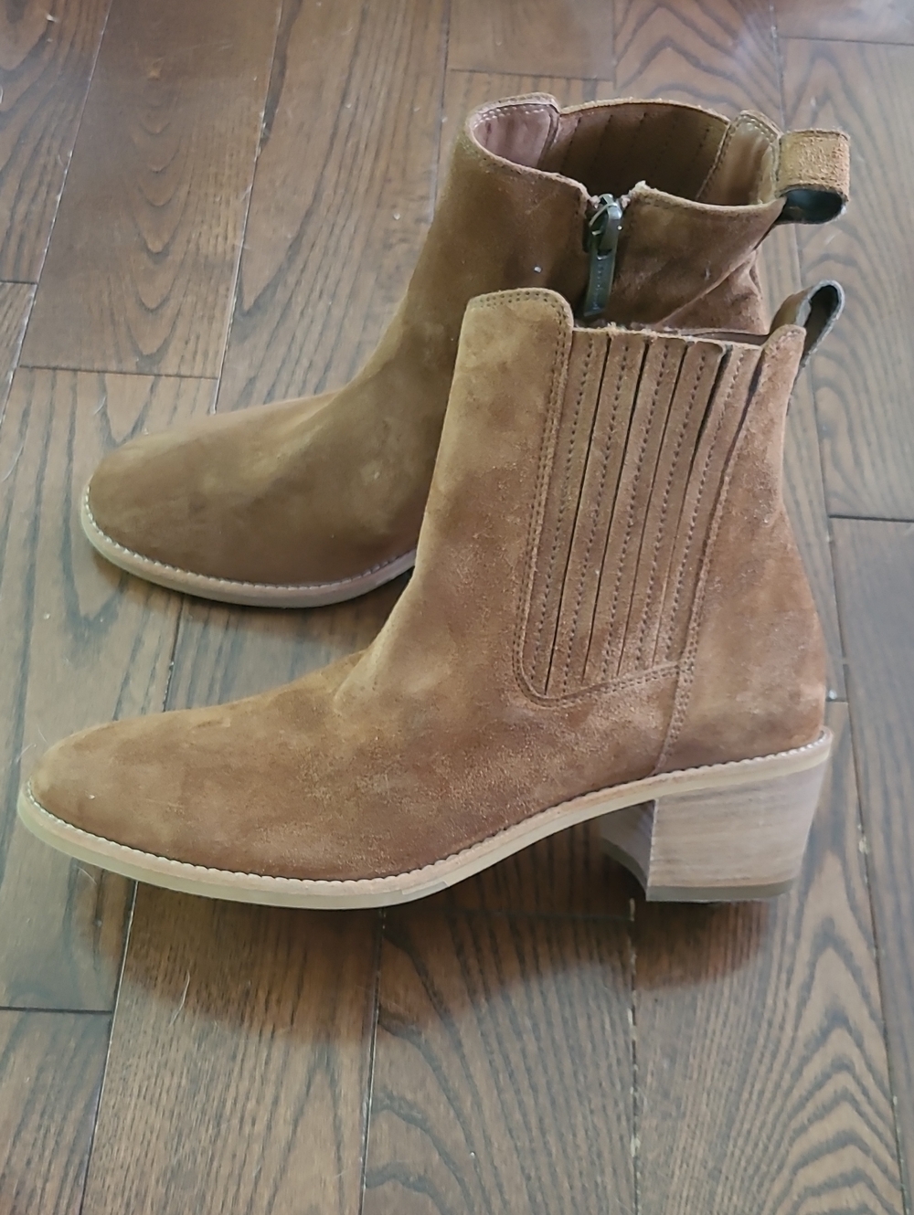 New Paul Green Sante Western Cowboy Brown Suede Chelsea Ankle Boots - Tan Size 6